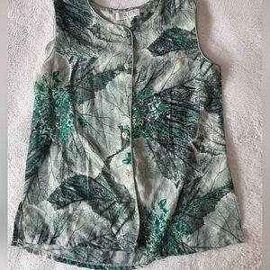 Vtg Y2k Green Leaf Tank